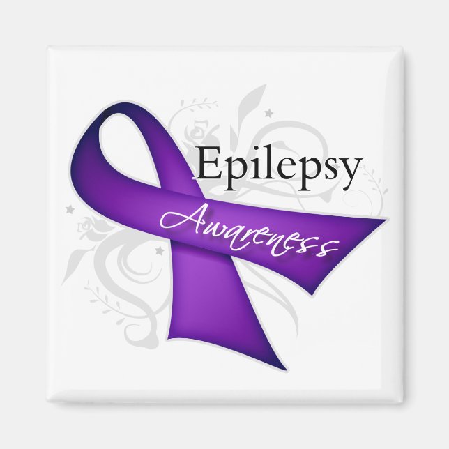 Epilepsie Bewusstsein Ribbon Magnet (Vorne)
