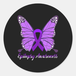 Epilepsie-Bewusstsein Schmetterling Lila Band Epil Runder Aufkleber