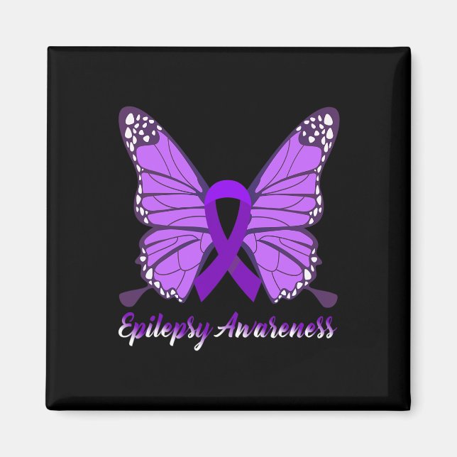 Epilepsie Bewusstsein Schmetterling Lila Ribbon-Ep Magnet (Vorne)