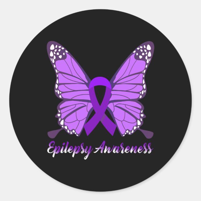 Epilepsie Bewusstsein Schmetterling Lila Ribbon-Ep Runder Aufkleber (Vorderseite)