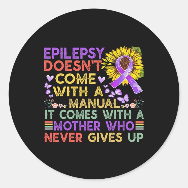 Epilepsie Bewusstsein Sonnenblumen Krieger lila Vi Runder Aufkleber (Vorderseite)