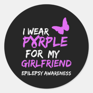 Epilepsie Bewusstsein trage ich Lila für meine Fre Runder Aufkleber
