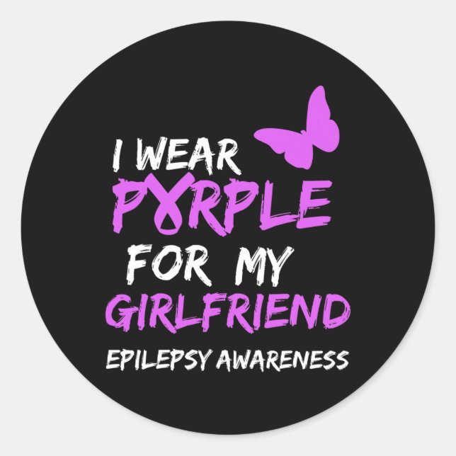 Epilepsie Bewusstsein trage ich Lila für meine Fre Runder Aufkleber (Vorderseite)