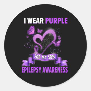 Epilepsie Bewusstsein trage ich Lila für meine Soh Runder Aufkleber
