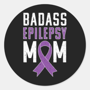 Epilepsie-Bewusstsein Von Epilepsie-Mama Lila Band Runder Aufkleber