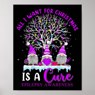 Epilepsie-Bewusstseins-Schmuck Weihnachtsbaum-Gnom Poster