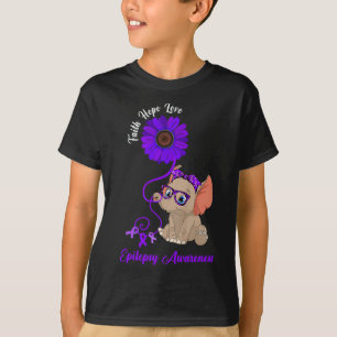 Epilepsie-Bewusstseinselefant Glaube Hoffnung Lieb T-Shirt