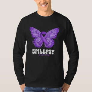 Epilepsie-Bewusstseinsmonat Lila Band Schmetterlin T-Shirt