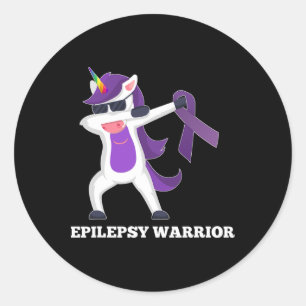 Epilepsie Bewusstseinsstörung Einhorn Krieger Lila Runder Aufkleber