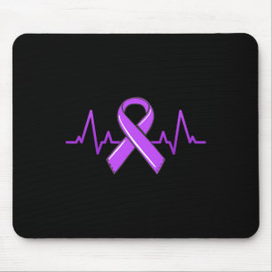 Epilepsie Heartbeat Tees Mamas Lila Ribbon Awarene Mousepad