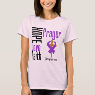 Epilepsie-Hoffnungs-Liebe-Glauben-Gebets-Kreuz T-Shirt