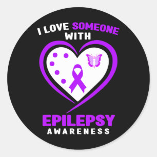Epilepsie - Ich Liebe jemandem mit Epilepsie-Bewus Runder Aufkleber