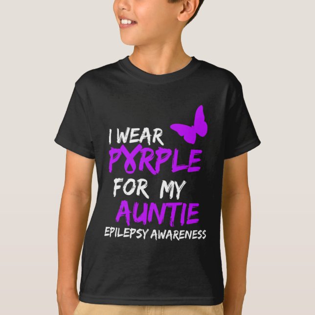 Epilepsie Ich trage Lila für meine Tante Ribbon T-Shirt (Vorderseite)