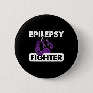 Epilepsie Kämpfer Boxüberlebende Lila Schleife Button
