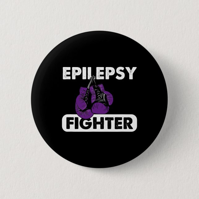 Epilepsie Kämpfer Boxüberlebende Lila Schleife Button (Vorderseite)