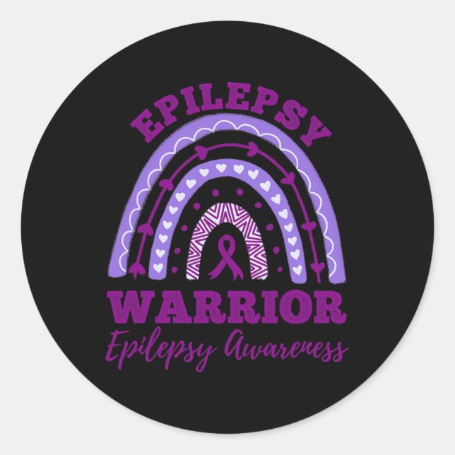 Epilepsie Warrior Epilepsie Awareness Rainbow Runder Aufkleber (Vorderseite)