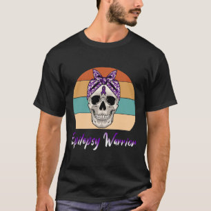 Epilepsie Warrior Vintag Skull Lila Ribbon Epile T-Shirt