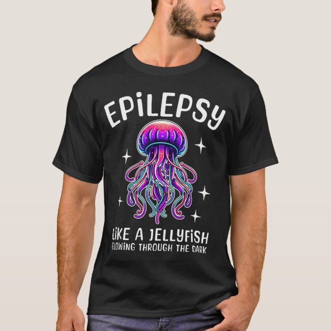 Epilepsy Awareness Jellyfish Glowing Through Dark T-Shirt (Vorderseite)
