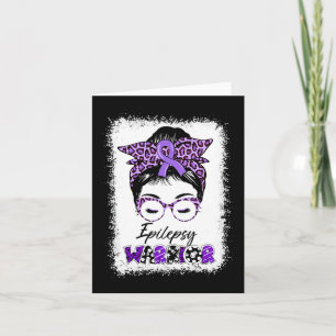 Epilepsy Awareness Messy Bun Warrior Leopard Banda Karte