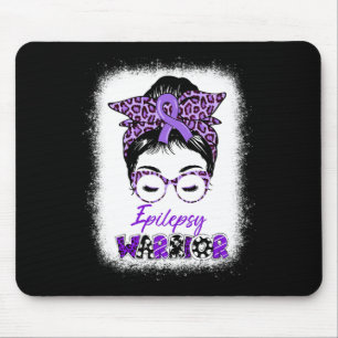 Epilepsy Awareness Messy Bun Warrior Leopard Banda Mousepad