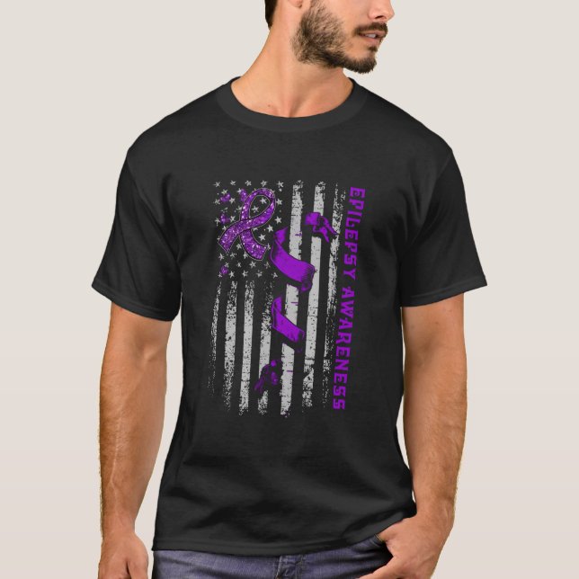 Epilepsy Awareness Patriotic Us American Flagpurpl T-Shirt (Vorderseite)