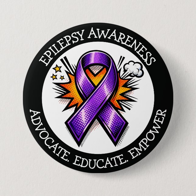 Epilepsy Awareness | Purple Awareness Ribbon Button (Vorderseite)