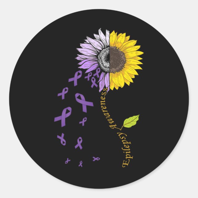 Epilepsy Awareness Sunflower  Runder Aufkleber (Vorderseite)