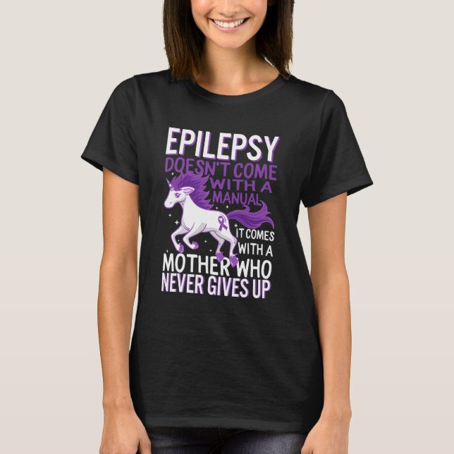 Epilepsy Awareness Unicorn Purple Ribbon Seizure D T-Shirt (Vorderseite)
