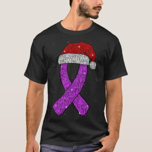 Epilepsy Christmas Hat Lila Bewusstsein Ribbon Sei T-Shirt