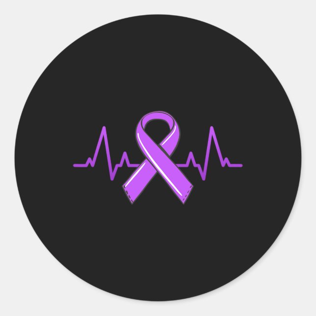 Epilepsy Heartbeat Tea Moms Purple Ribbon Awarenes Runder Aufkleber (Vorderseite)