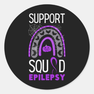 Epilepsy Lila Awareness Ribbon Squad Halloween H Runder Aufkleber
