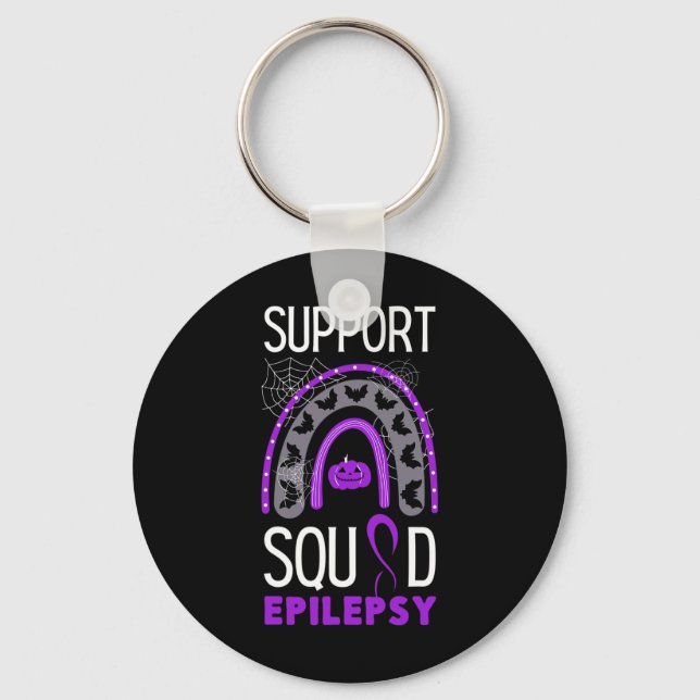 Epilepsy Lila Awareness Ribbon Squad Halloween H Schlüsselanhänger (Vorderseite)
