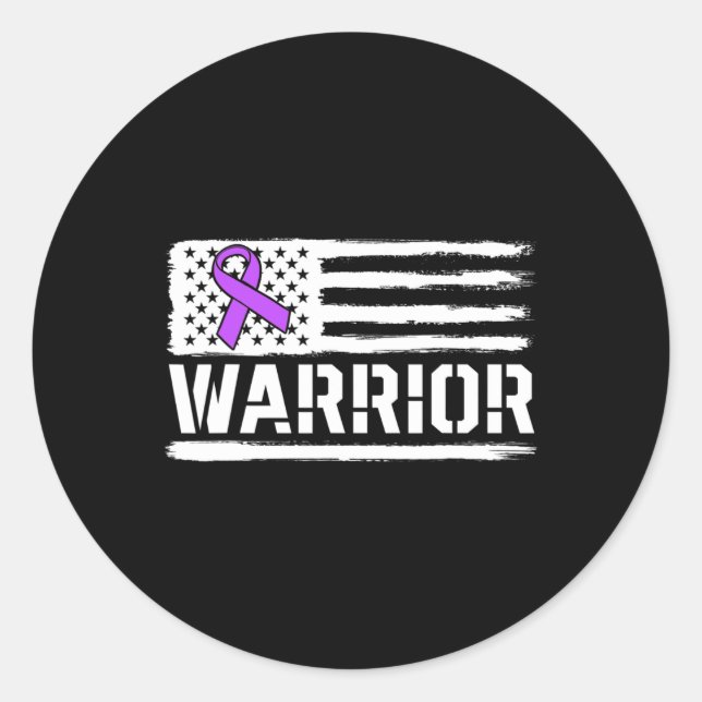 Epilepsy Warrior Gift Lila amerikanische Flagge Aw Runder Aufkleber (Vorderseite)