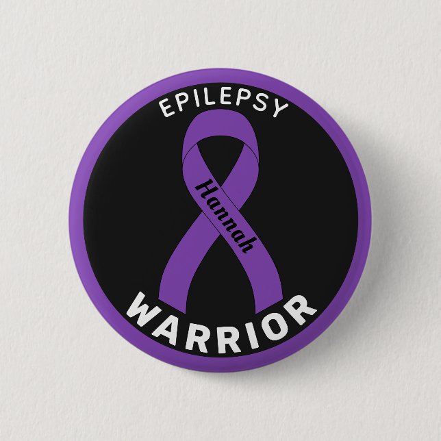 Epilepsy Warrior Ribbon Black Button (Vorderseite)