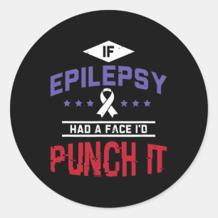 Epileptischer Krieger und Lila Ribbon-Epilepsie Aw Runder Aufkleber