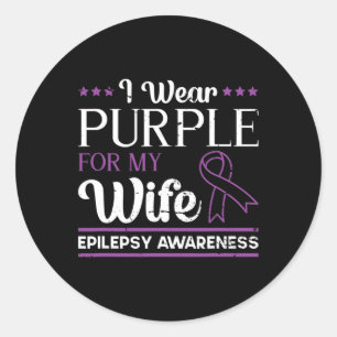 Epileptischer Krieger und Lila Ribbon-Epilepsie Aw Runder Aufkleber