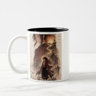 Epische Anime-Krieger-Kaffeetasse – Fantasy-Reise Zweifarbige Tasse