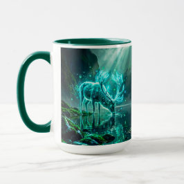 Epische Fantasy Leuchtender Geisthirsch Bergsee Tasse