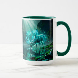 Epische Fantasy Leuchtender Hirschgeist Bergsee Tasse
