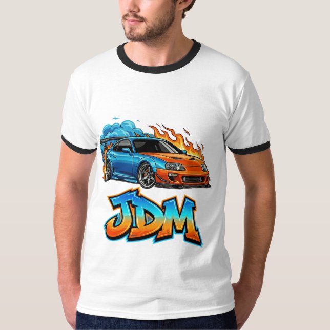 Epische JDM-Straßenrenn-Drift-Autografik mit Flamm T-Shirt (Vorderseite)