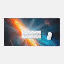 Epische kosmische cyan-orange Spiralgalaxie Gaming
