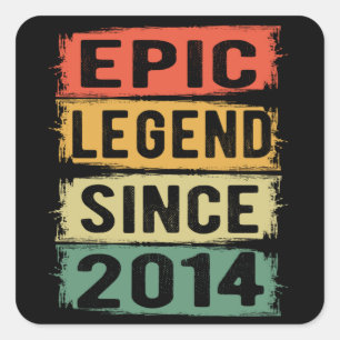 Epische Legende seit 2014 Vintage 2014 Geburtstags Quadratischer Aufkleber