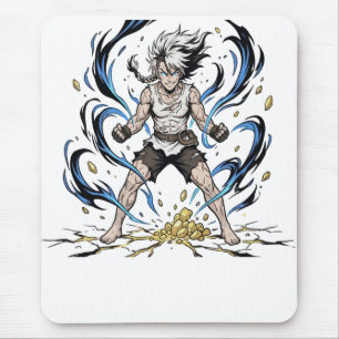 Epische Manga-Krieger-Kraft-Erweckungs-Illustratio Mousepad