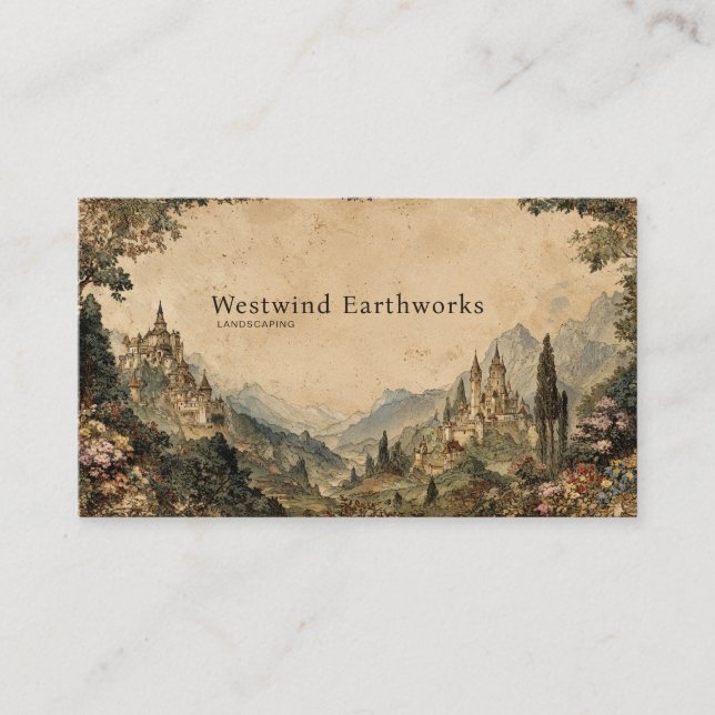 Epische Märchenlandschaft Vintage Tapisserie Visitenkarte (Vorderseite)