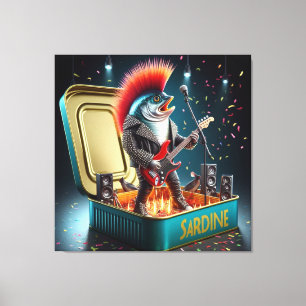 Epische Sardine Punk-Rebell-Gitarre-Ozean-Legende Leinwanddruck