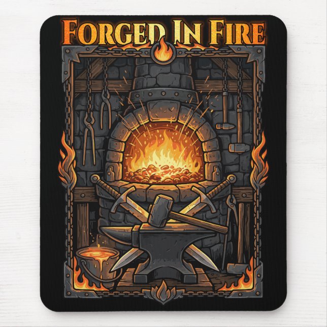 Epische Schmiede Amboss und Schwerter Fantasy-Kuns Mousepad (Vorne)