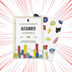 Epische Superhelden-Einladung   Jungen-Comicbuch-P Einladung