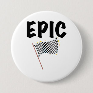 Epische Ziellinie Geschwungene Rennflagge Button