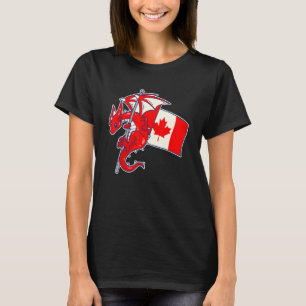 Epischer Drache mit kanadischer Flagge T-Shirt