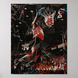 Epischer Dunk Collage Basketballspieler Poster